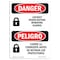 Signmission Safety Sign, OSHA Danger, 14" Height, Lockout Power Removing Guards Bilingual Spanish OS-DS-D-1014-VS-1434 - alternate 1